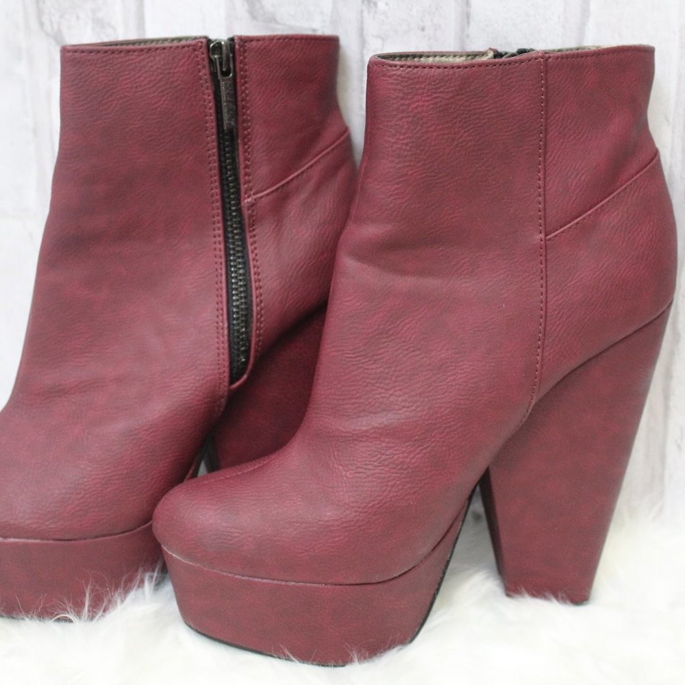New Michael Antonio Burgundy Platform Bootie